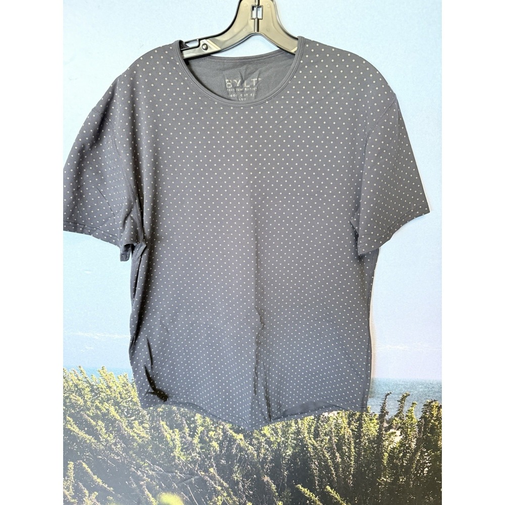 BYLT Drop-Cut T-Shirt‎ Mens Large Black Polka Dot Short Sleeve Performance Tee